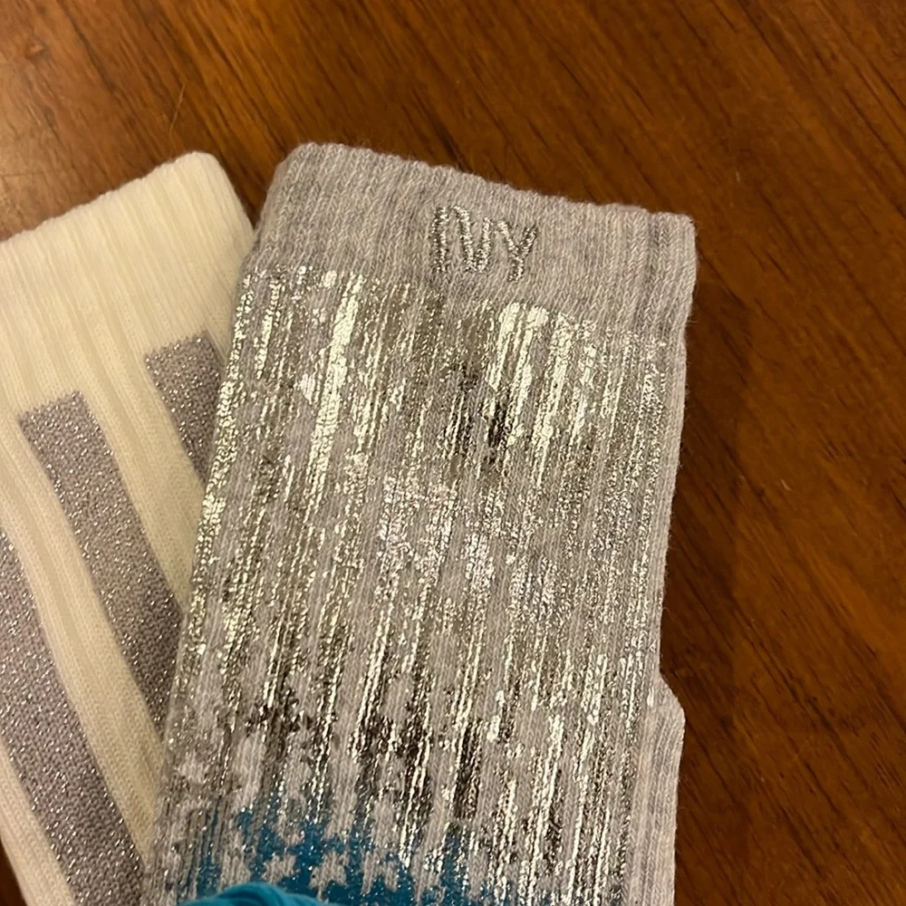 Adidas Ivy Park Socks x 3 Pair Silver Sparkle Blue Girls new Kids Size 8K - 10K